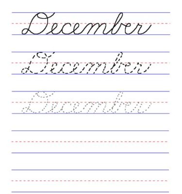 how to write december in cursive